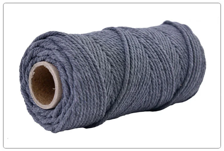 Gray 4 мм x 100 м хлопок, цветной шнур, бежевая скрученная веревка для рукоделия макраме, свадебные домашние текстильные украшения, поставка - Цвет: Gray