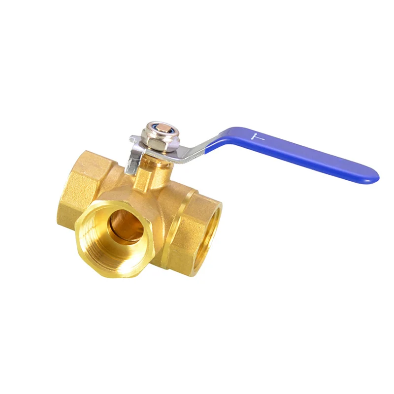 Трехходовой латунный шаровой кран с Т образной резьбой BSP 1 дюйм для воды масла