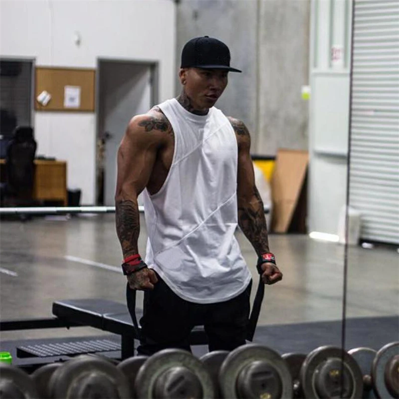 Лето 2021 жилет для бега мужская хлопковая сетчатая майка бодибилдинга футболка