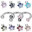 1 шт. хирургический стальной Нос Кольца хрящевая Спираль пирсинг со звездами с круглыми драгоценными камнями прямой соединитель с внутренней резьбой гвоздик для ноздри серьги ореха, ювелирное изделие для тела