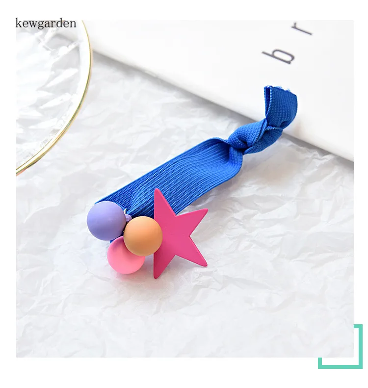 Kewgarden Cotton Ball Star Hair Accessories Elastic Bands Kids Girls Ponytail Rope Ring Headwear 4 Pcs | Мать и ребенок