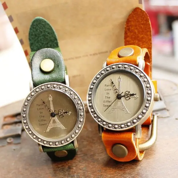 French Paris fashion golden face eiffel watches women leather band wholesale dropship hot sale|dropship free|leather necklaces for boysdropshipping