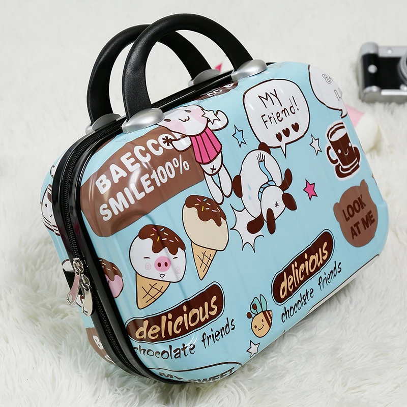

High Quality Fashion Light Suitcase 14 Inches Mini Zipper Lady Business ABS Cosmetic Bag Suitcase for Makeup Bags Toiletry Bag