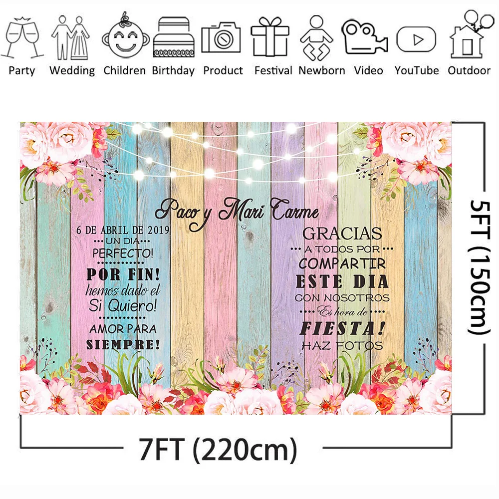 MEHOFOTO Photographic Backdrops Flowers Rainbow Colorful Wood Car Custom Background Photocall Wedding Photo Fond | Электроника