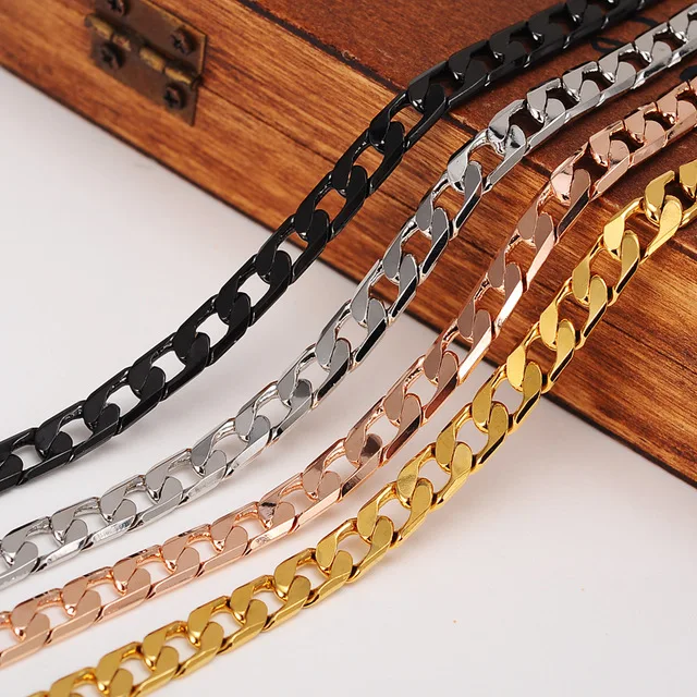 

Bangrui Necklace Long/Chokers Wholesale 6MM Vintage Punk Black Gun/Gold color chunky Chain For Women/Men Jewelry