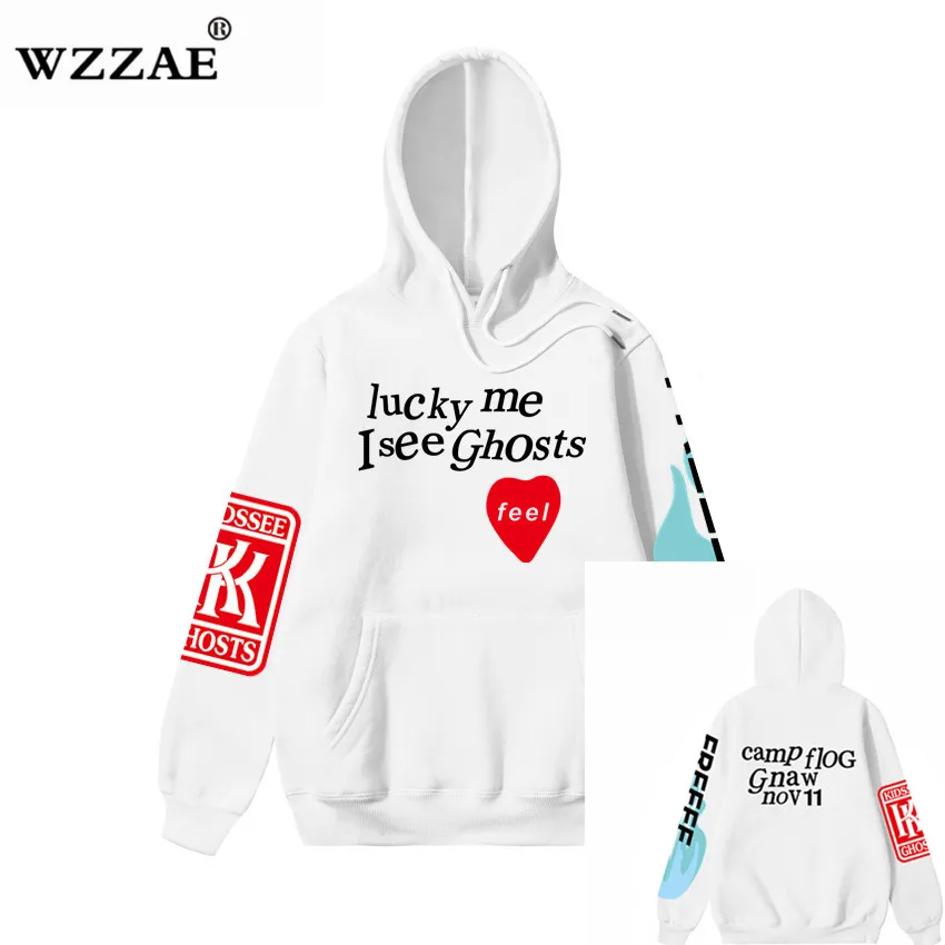 White 1 19ss Kanye West/Детские толстовки с капюшоном с изображением призрака для женщин и мужчин; толстовки в стиле хип-хоп; уличная одежда; модная мужская толстовка с капюшоном; пуловер - Цвет: White 1