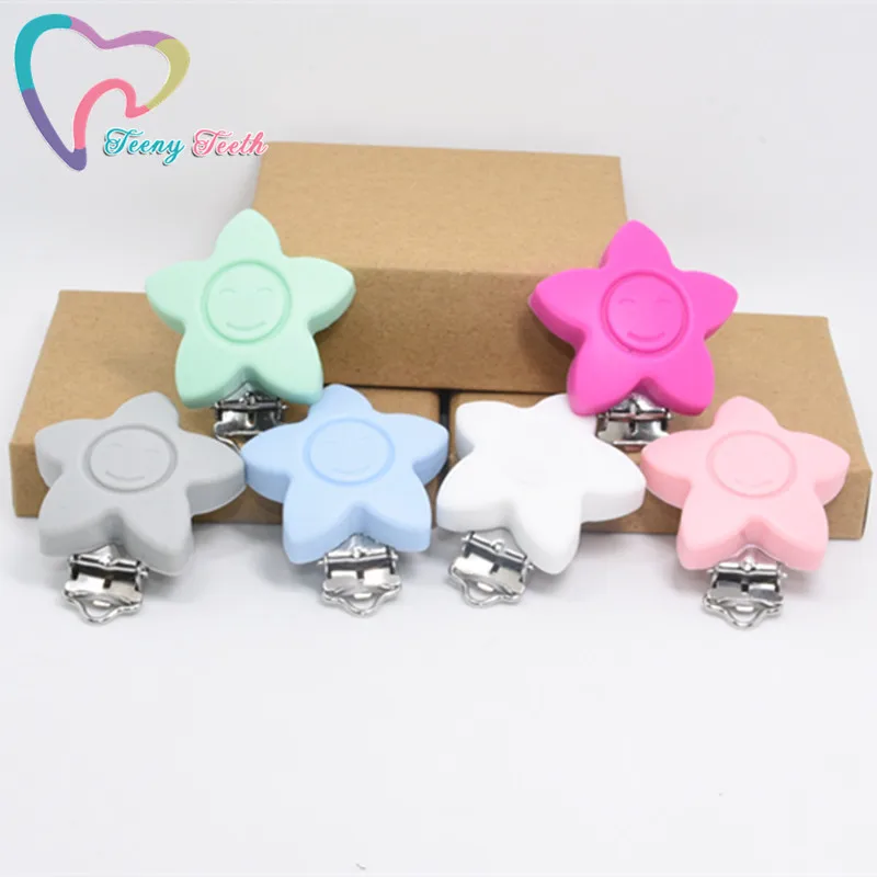 20 шт. силиконовые зажимы для соски пустышки со звездами|clip for pacifier holders|clip diyaccessories