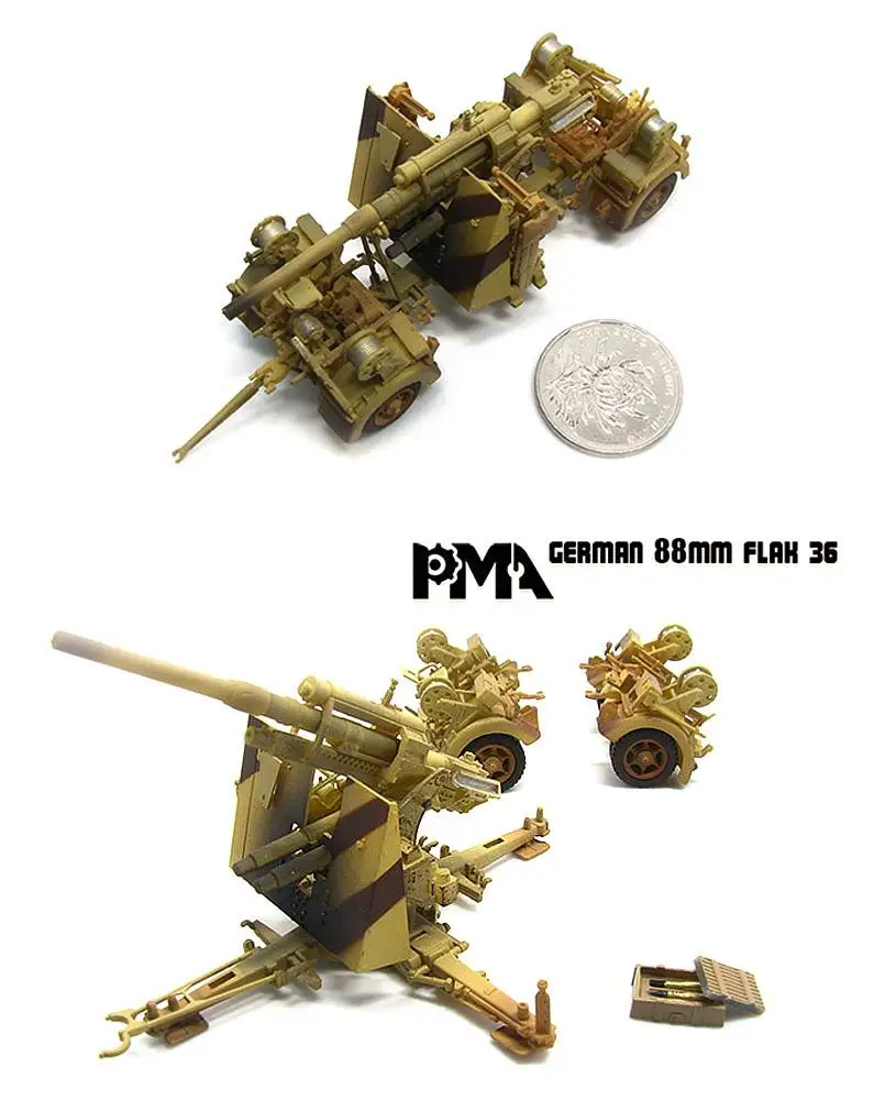 PMA Второй мировой войны немецкий FLAK37 88 мм пистолет с зажимом 1/72 Готовая модель