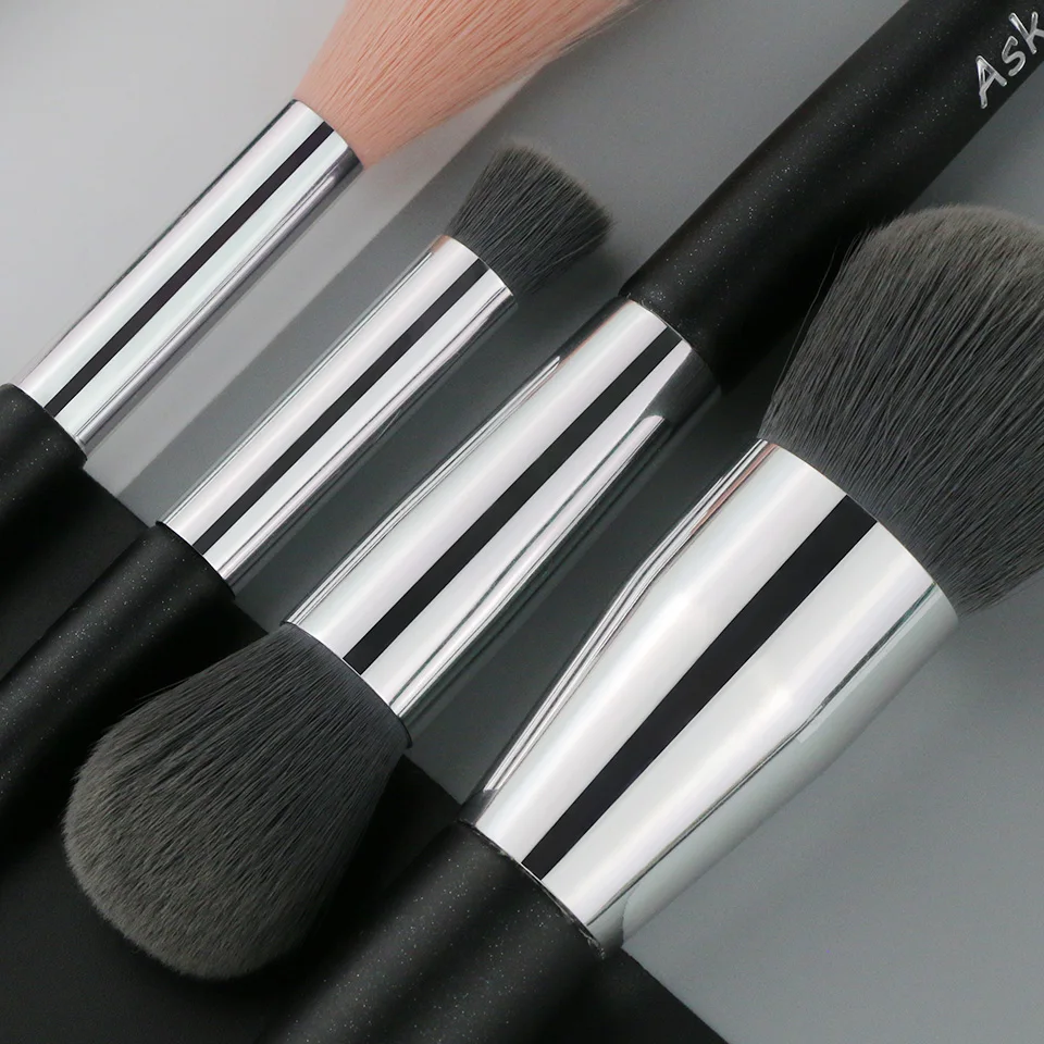 Черный 5 шт. набор кистей для макияжа блестящая ручка мягкая нано шерсть волокно