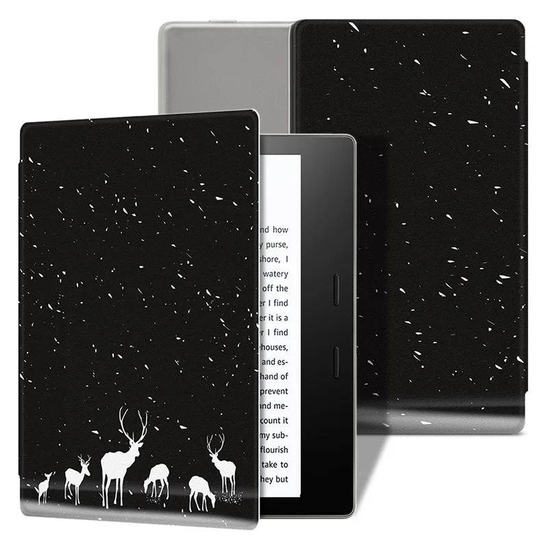 Snow Deer Цветной легкий Чехол BOZHUORUI для Kindle Oasis-(9th Gen, Release) премиум-класса из искусственной кожи с магнитной защитой - Цвет: Snow Deer