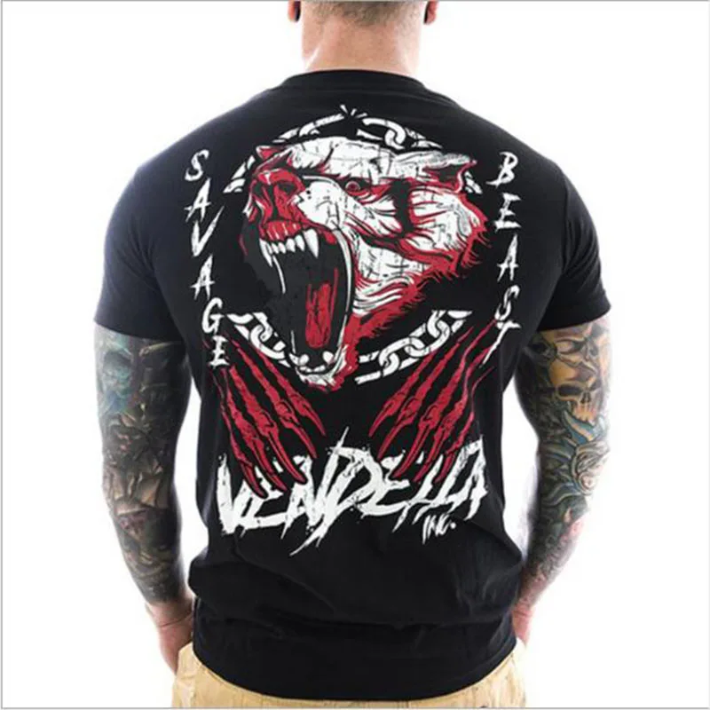 2019 Мужская быстросохнущая футболка с круглым вырезом и коротким рукавом принтом