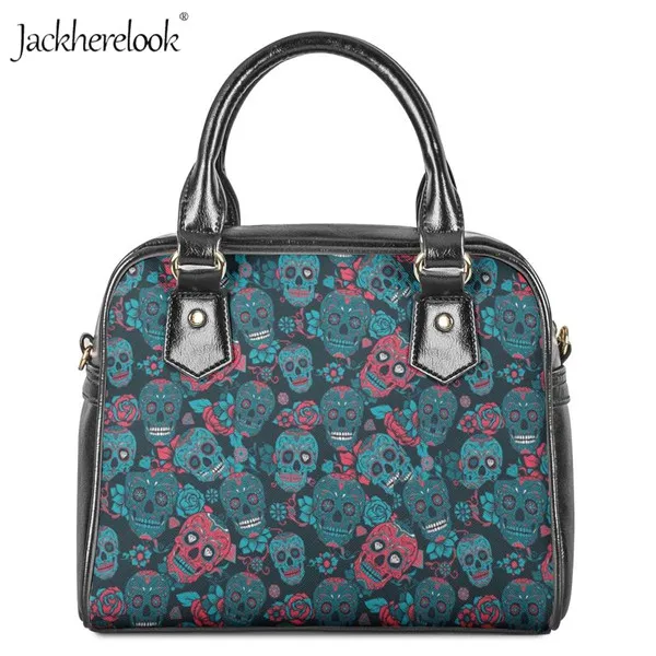 Jackherelook Sugar Skull Girly Skeleton цветочный принт сумка женская сумка на плечо сумки кожаная сумка-мессенджер курьерские женские сумки - Цвет: HX366DL