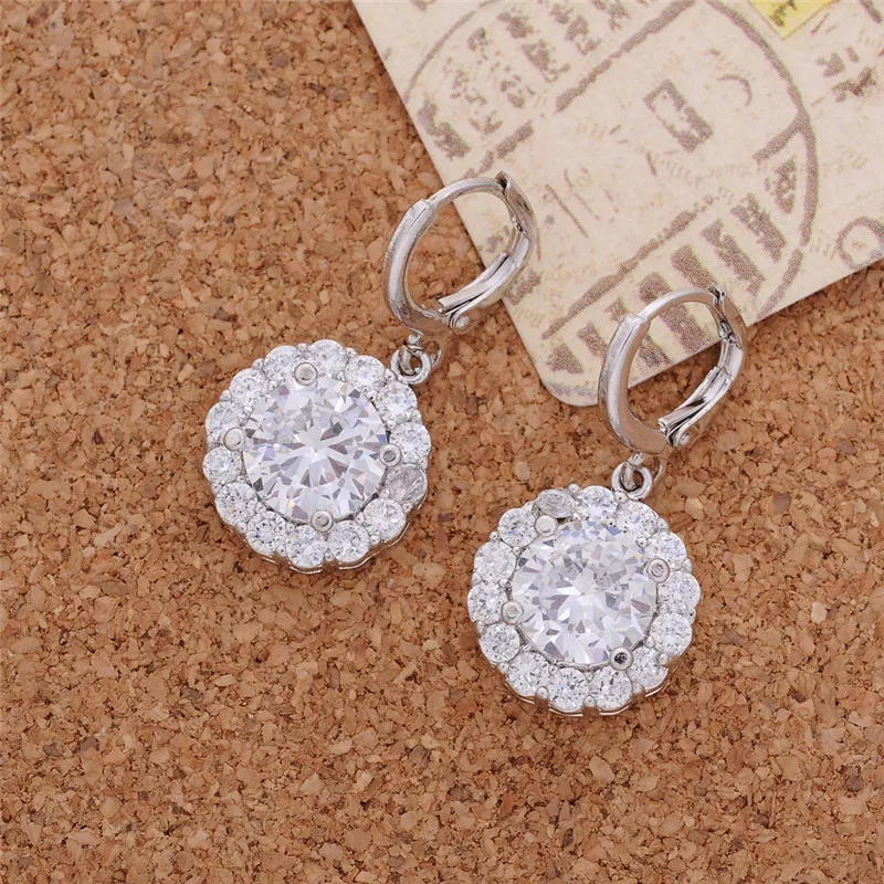 New Brand Fashion Round Shaped Inlay Clear Cubic Zirconia Women Delicate Drop Earring LDDZE0042 | Украшения и аксессуары