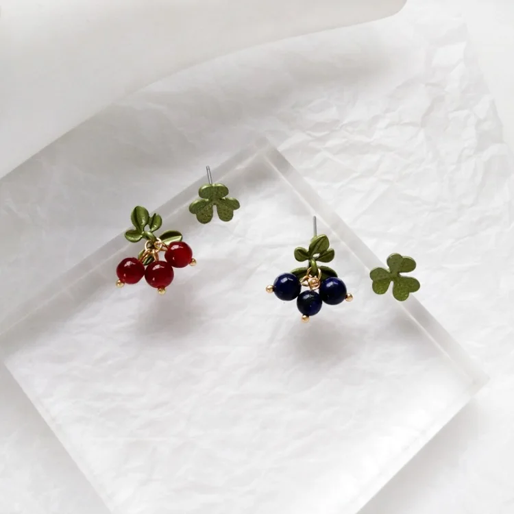 Hot Sale 2019 Korean Fashion Personality Mini Red Cherry Earrings Plant Temperament Pop Red/Purple Crystal Cute Fruit Earring | Украшения и