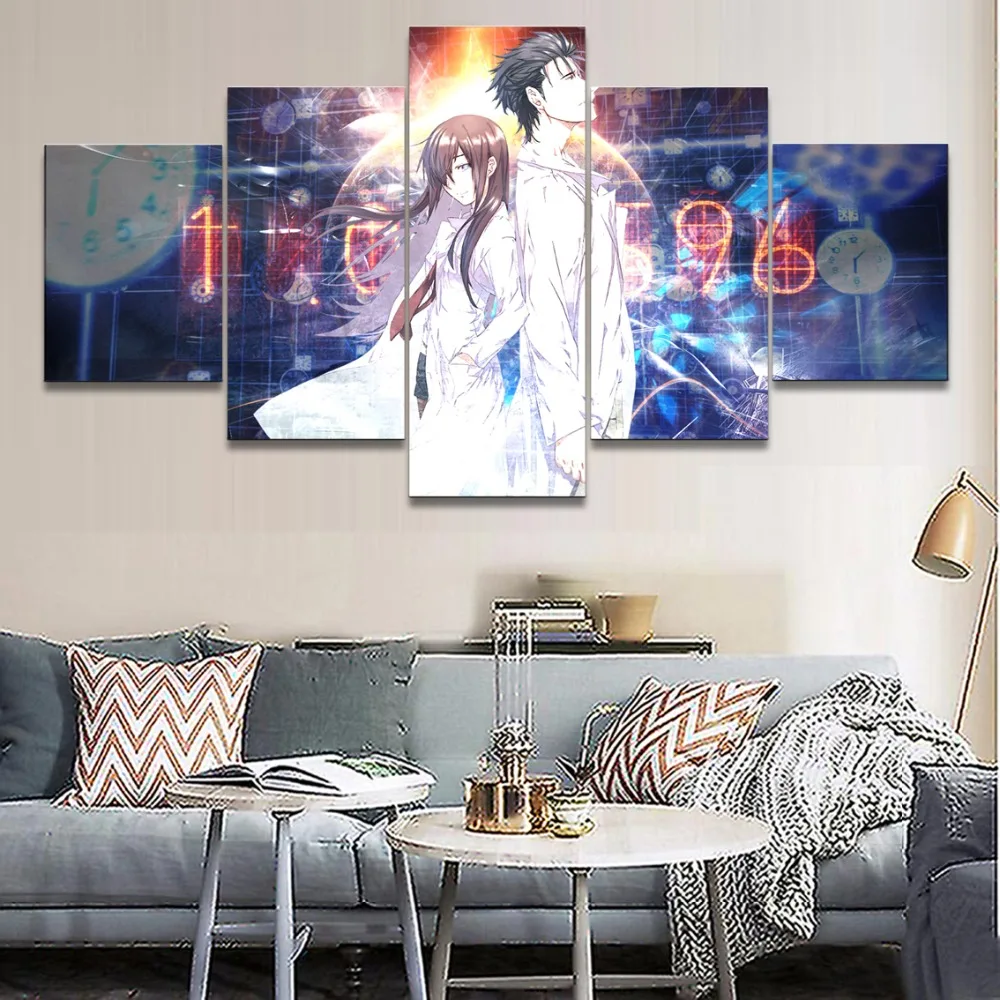 Arte de pared HD impresiones decoración del hogar 5 piezas Anime Steins puerta lienzo pintura Modular para niños Imagenes la|Рисование и