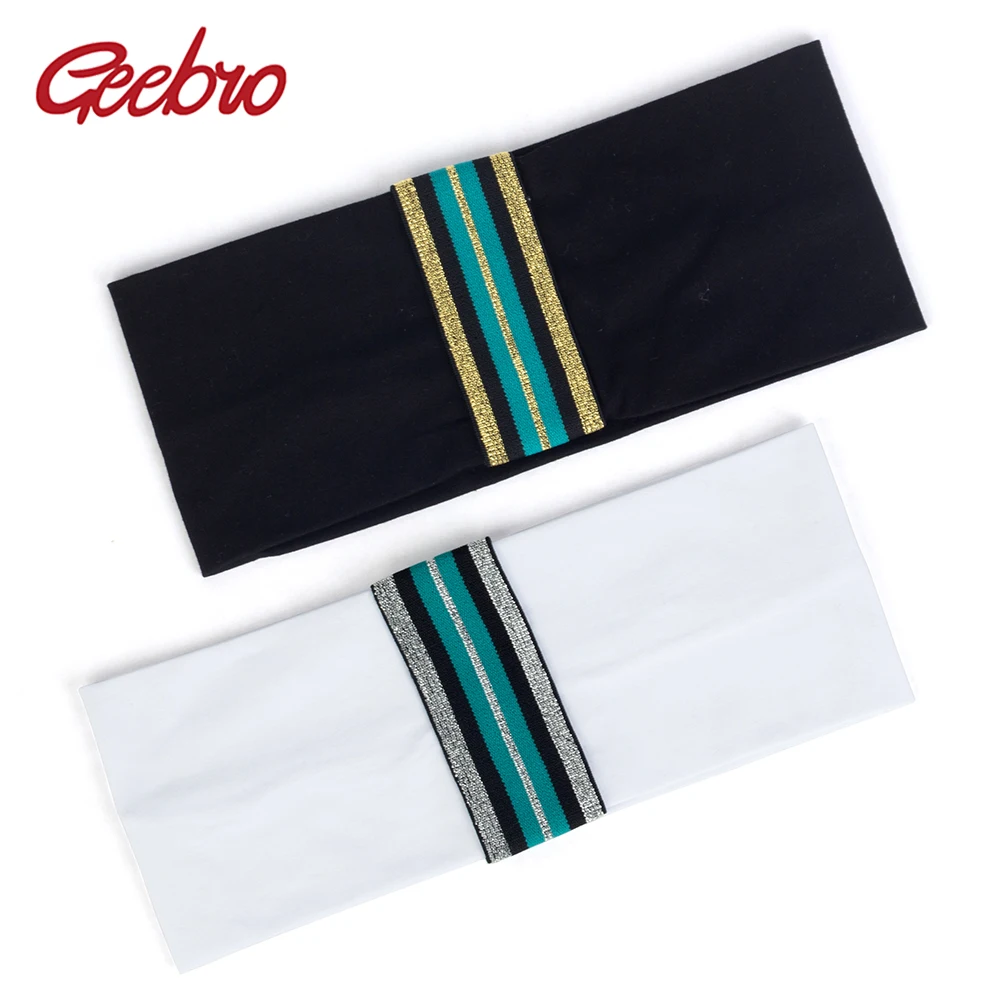 

Geebro Women Cotton Headband Girl Gold Applique Accessories Flat Stretchy Hairband For Female Fashion Turban Wraps Bohemia AZ002