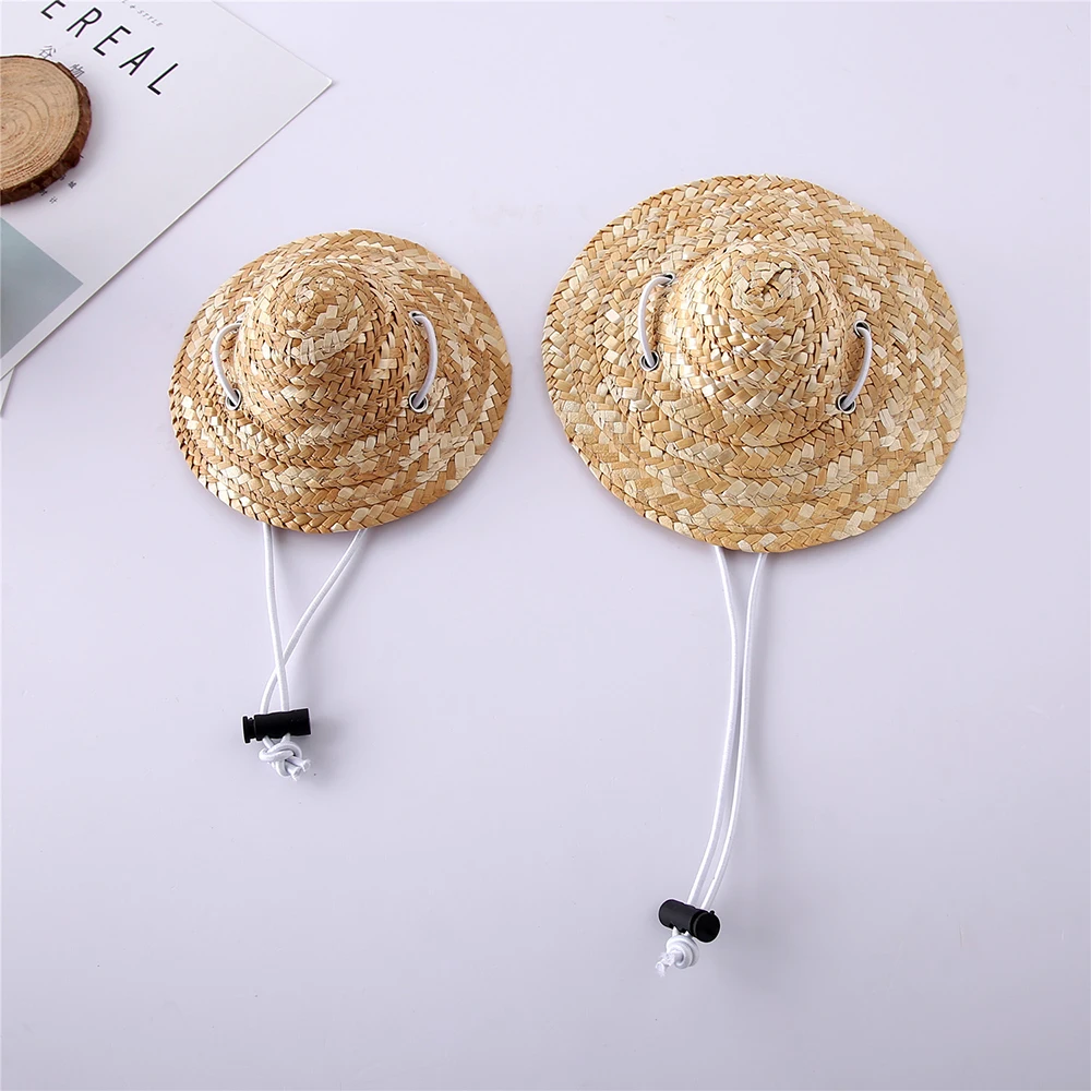 1pcs Straw Hat Pet Dog Cat Party Costume Accessory Adjustable Buckle Doggy Puppy Fashion Holiday Beach Style | Дом и сад