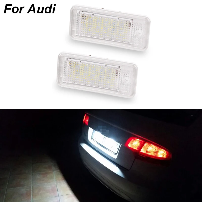 

1pair /2Pcs Car Led Number License Plate Light White 6000k 3W 18 SMD Led Bulb Number Plate For Audi A4 A6 C6 A3 B6 B7 S6 A8 Q7