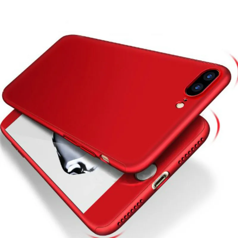 360 градусов полное покрытие чехол для телефона iPhone 7 8 Plus с закаленным стеклом