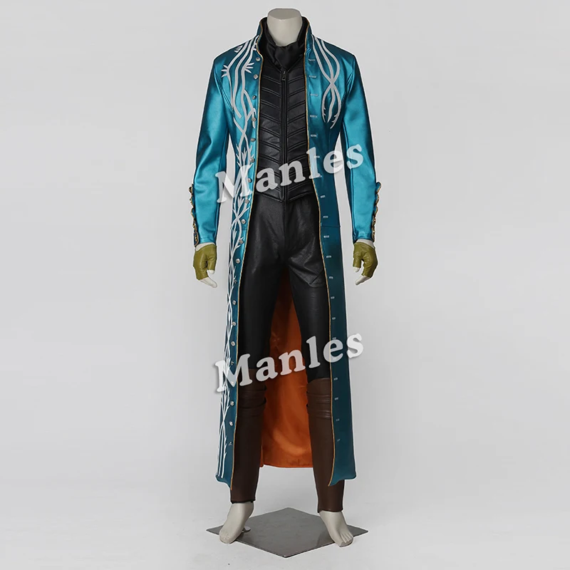 Hot Game Vergil Cosplay Costume Nelo Angelo Leather Coat Pants Outfit Superhero Adult Men Halloween Carnival Outfit Custom Made