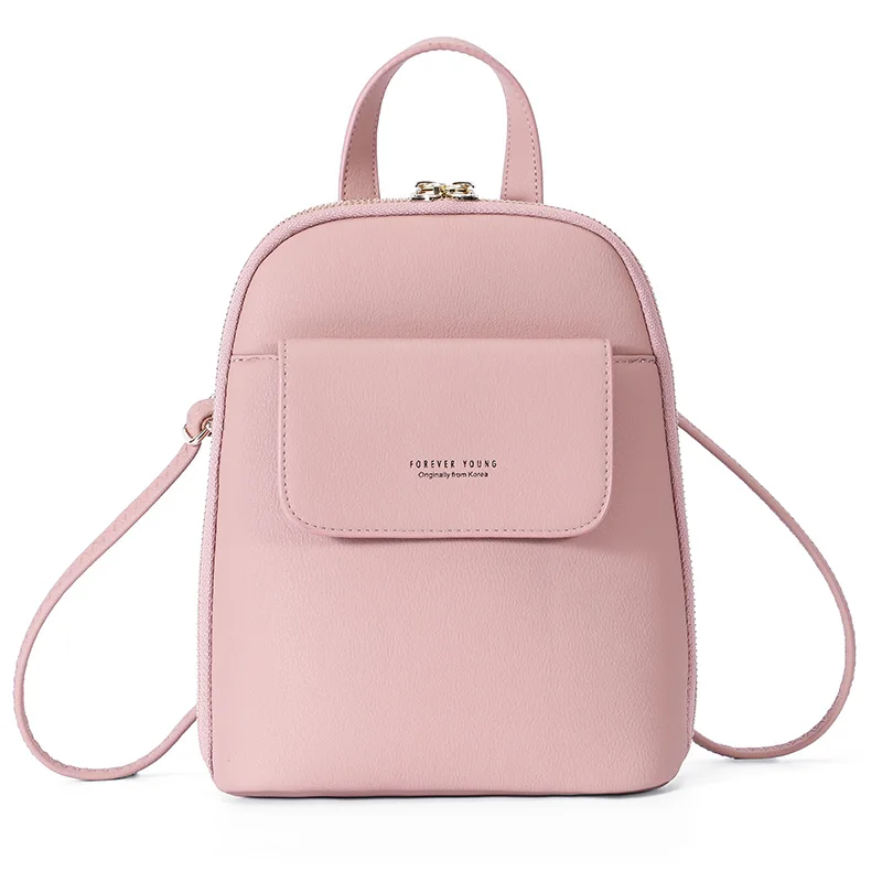 Dk Pink WEICHEN, многофункциональный женский рюкзак, Модный маленький рюкзак, женский кожаный рюкзак, женская сумка через плечо, для девушек, ранец, мини, Mochila, кошелек - Цвет: Dk Pink