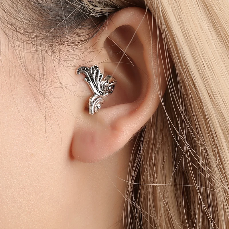 Винтажные позолоченные серьги-клипсы с цветком золотистого и серебряного цвета