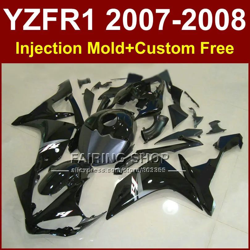 

BV6 Motorcycle flat black fairings set for YAMAHA YZFR1 2007 2008 YZF R1 YZF1000 YZF 1000 07 08 Injection fairing kit R1