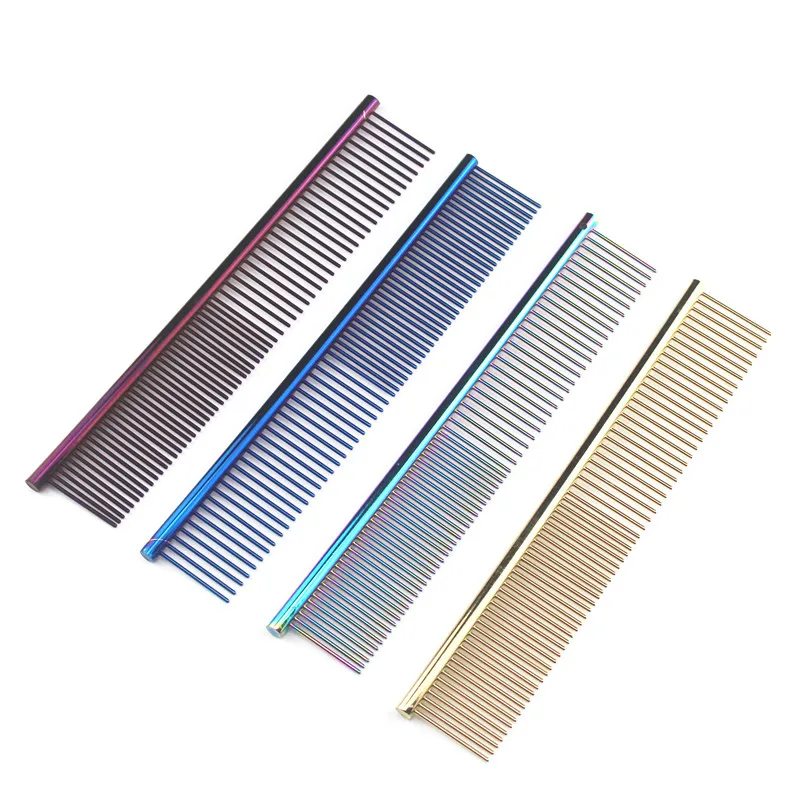 Professional Aluminum Alloy Pet Grooming Tangle Steel Comb Dog Grooming Hair Massage Combs Dog Trimming Hair Brush Comb