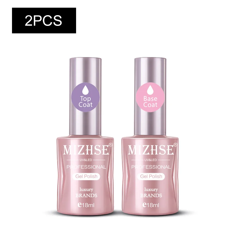 Base and Top MIZHSE Nail Polishes 18ml Vernis Semi Permanant UV Gel Polish Hybrid Nail Art Lacquer For Stamping Soak off Varnish Gel - Color: Base and Top