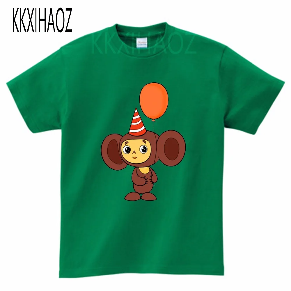 2020 русская детская забавная футболка Чебурашка с мультяшным принтом летние топы