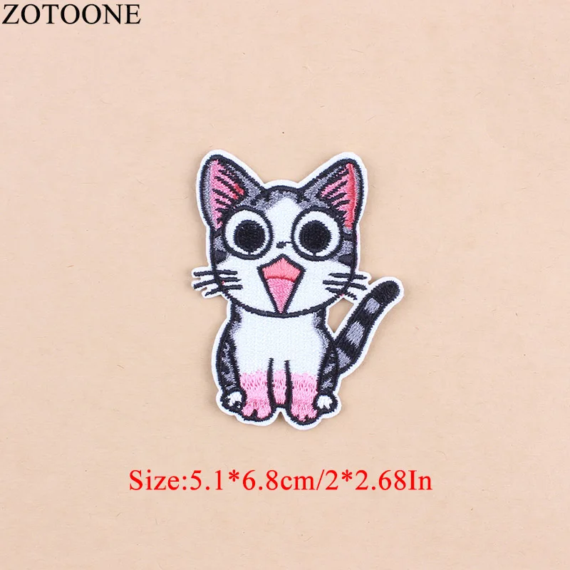 ZOTOONE, 3 стиля, милый кот, нашивка для вышивки, утюжок на нашивках, Аппликации для одежды, для детей, сделай сам, футболка, джинсы, наклейки, Кот D1