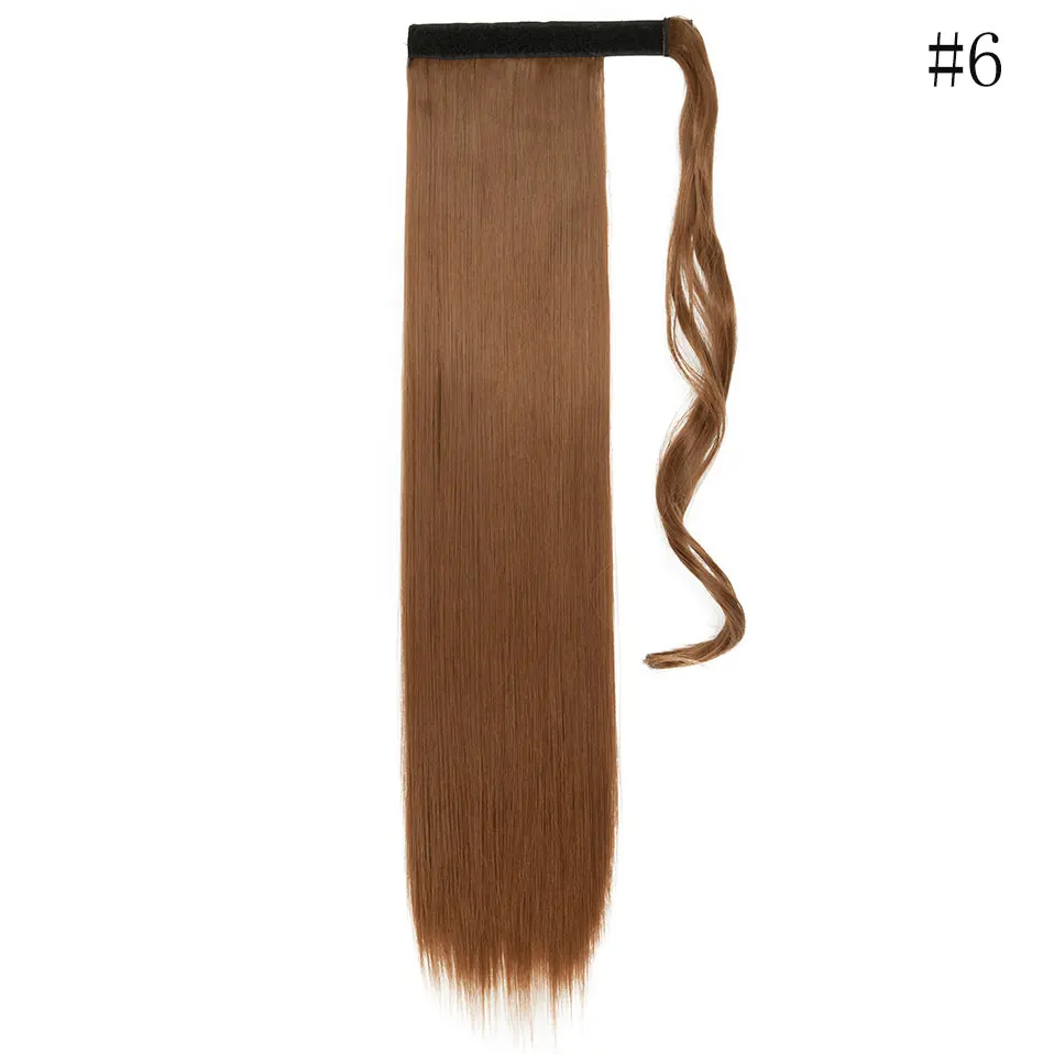 light brown SNOILITE 26 дюймов длинные прямые конский хвост наращивание волос клип в конский хвост Синтетический обернуть вокруг хвоста волосы шиньон для женщин - Цвет: light brown