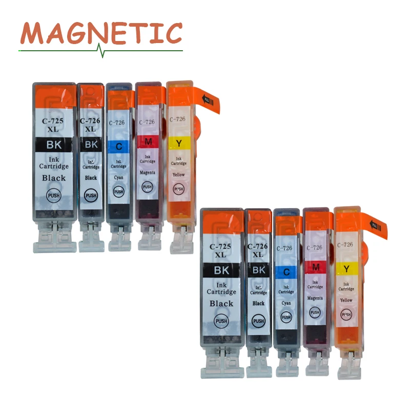 10 шт. картриджи для Canon PIXMA IP4870 IP4970 IX6560 MX886 MX897 MG5170 MG5270 MG5370 pgi 725 726|ink cartridge|ink cartridge for