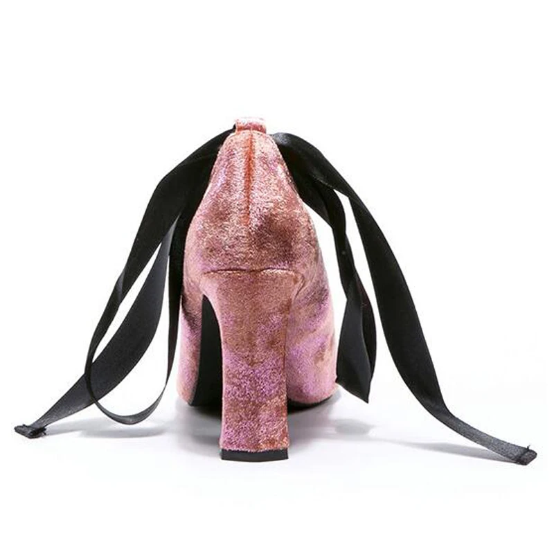 Парусный спорт LU женские туфли-лодочки на толстом высоком каблуке ленты галстук