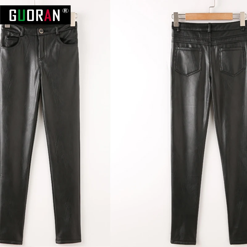 Женские кожаные брюки с высокой талией леггинсы из искусственной кожи красного