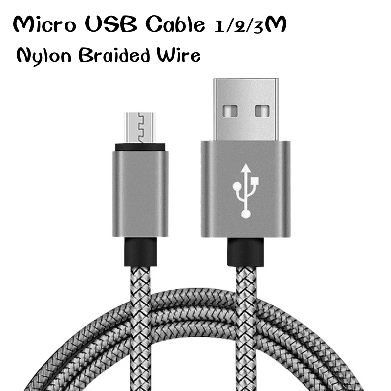 Новый прочный нейлоновый кабель Micro USB в оплетке для Samsung Xiaom Huawei передачи данных