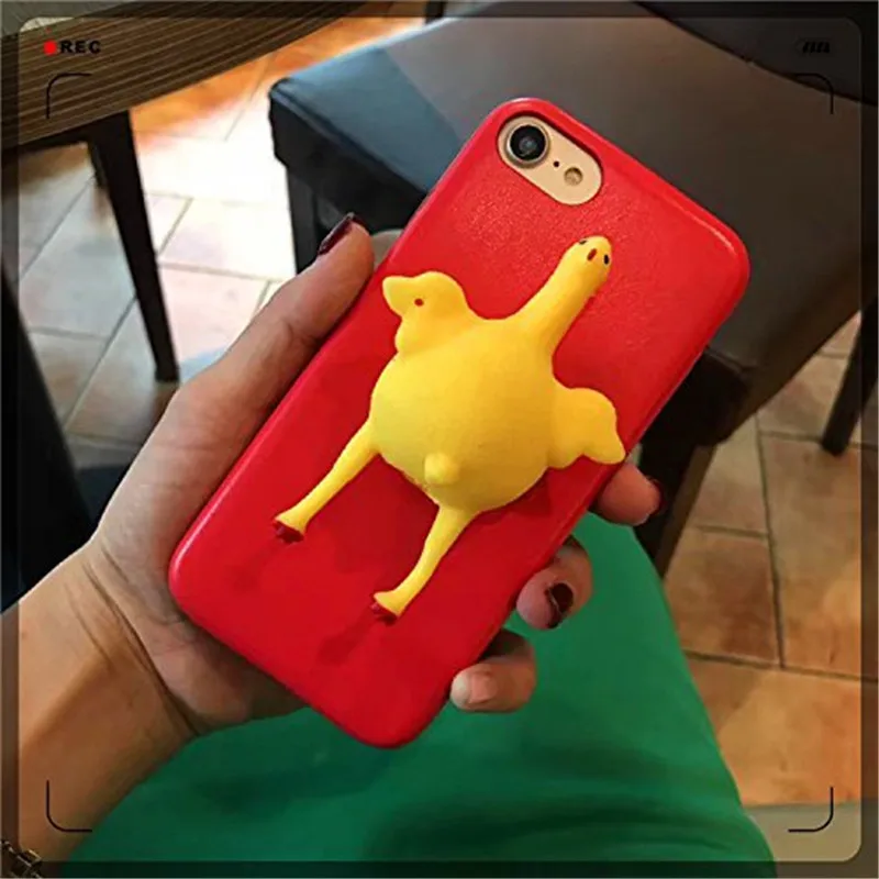 1Pcs For iPhone X Funny Chicken Lay Egg Relax Poke Squishy Phone Case 6 6s 7 8plus Back Cover for XR XSMAX |