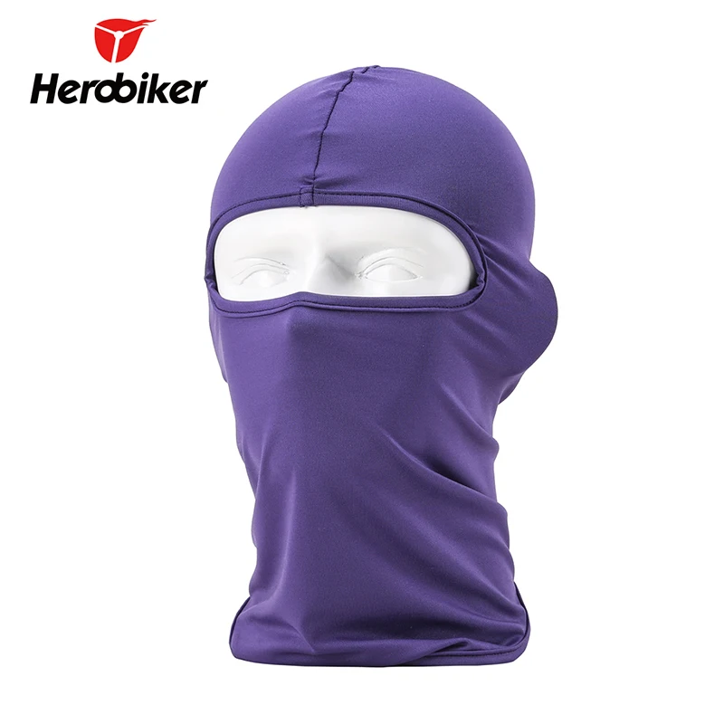 HEROBIKER мотоциклетная маска для лица термальная синтетическая шелковая ультра тонкая Лыжная маска для лица капюшон шлем Балаклава Шляпа головной убор мотоцикл - Цвет: purple