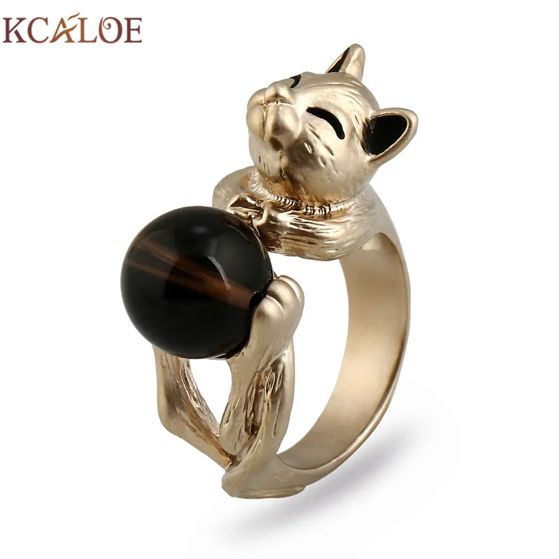 KCALOE симпатичное кольцо для кошек Новое поступление коричневые круглые бусины в