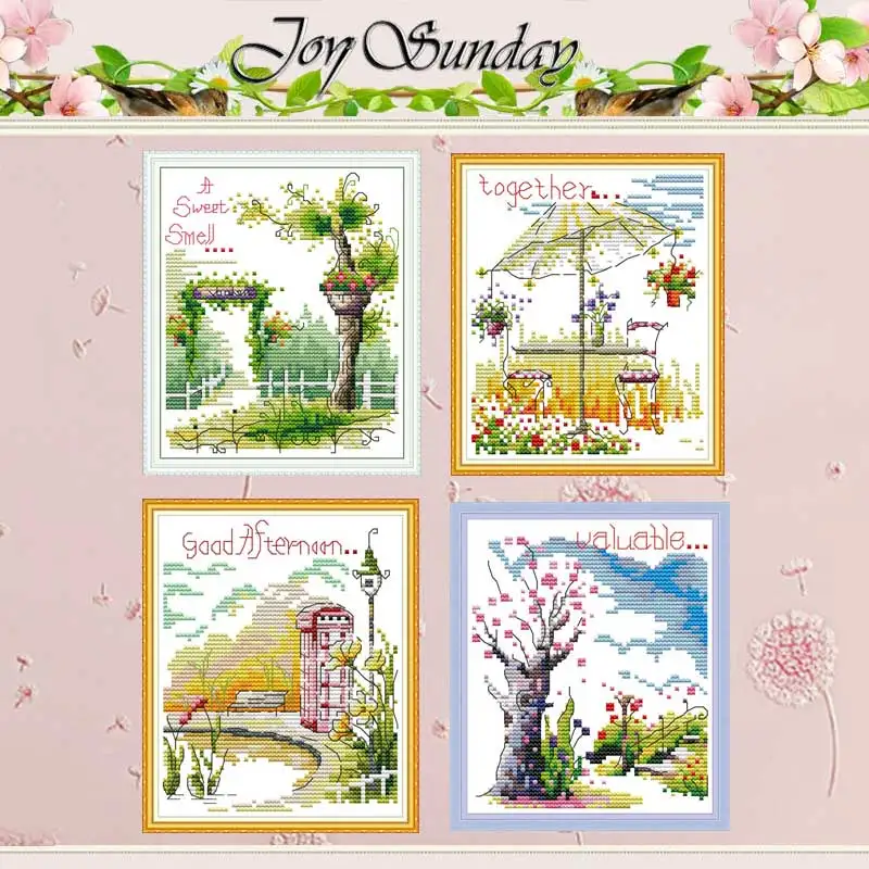 

Four seasons scenery patterns counted 11CT 14CT Cross Stitch Sets DIY Chinese Cross-stitch Kits Embroidery Needlework home decor