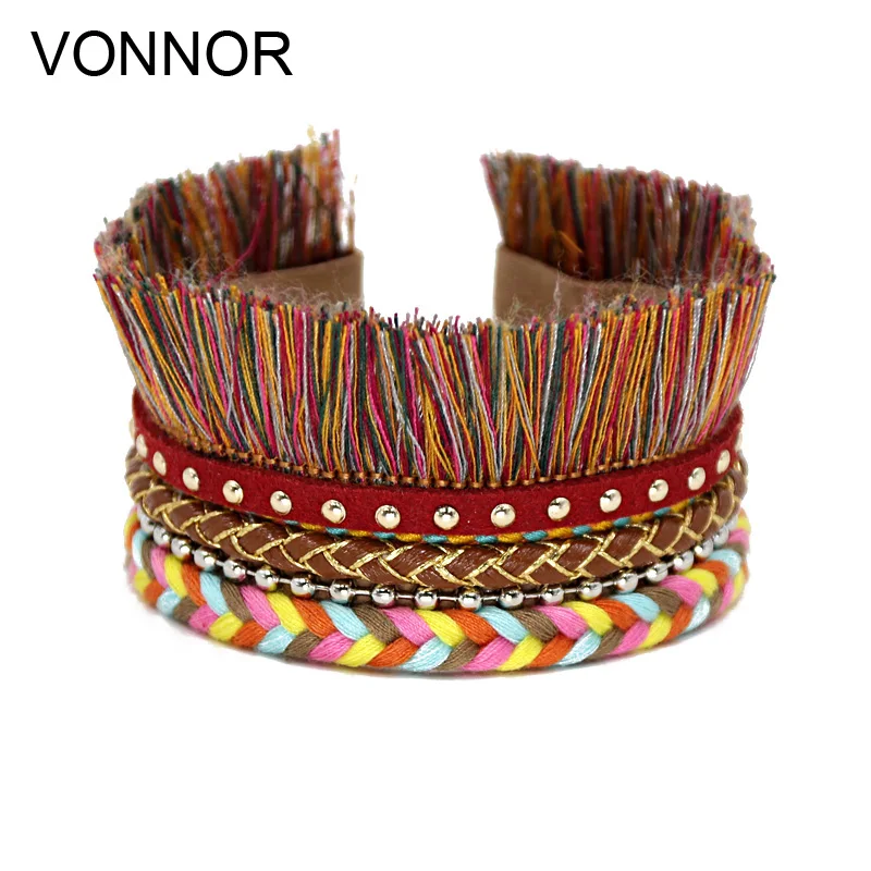 

Ювелирные изделия VONNOR, браслеты для женщин в стиле бохо, красочные браслеты с кисточками, аксессуары для запястья, женские подарки