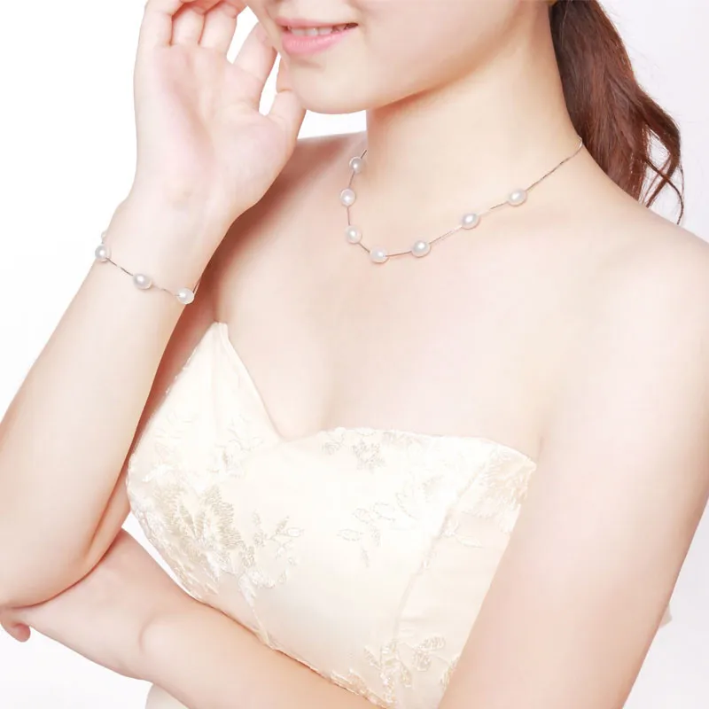 Чокер женский из серебра 2017 пробы с натуральным пресноводным жемчугом 8 9 мм|jewelry