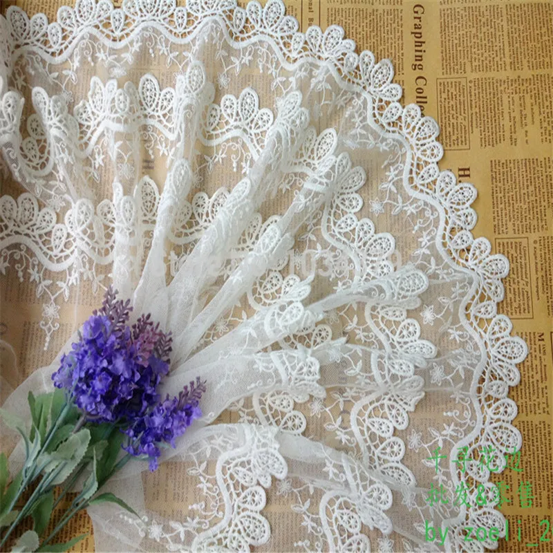 3yds 2 цвета (слоновая кость и черный) Цветочная Кружевная аппликация свадебное
