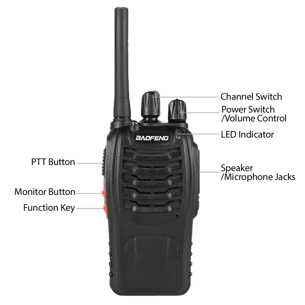 4 шт. Baofeng BF-88E PMR Walkie Talkie 0 5 Вт UHF 446 MHz 16 CH Портативное двухстороннее радио с USB