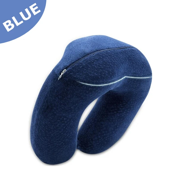 Blue PurenLatex дорожная u-образная подушка пены памяти защита шеи шейный позвоночник ортопедические подушки офисный самолет поезд для сна - Цвет: Blue
