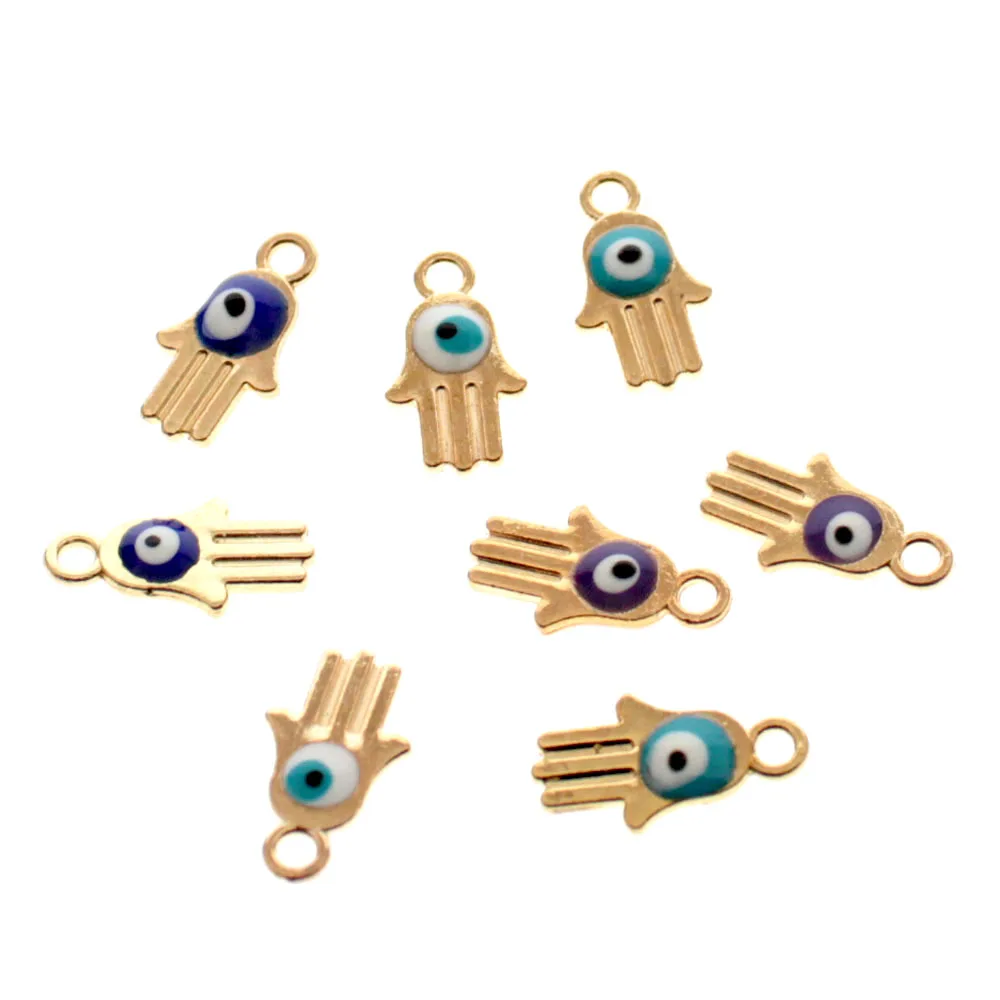 TEVIDA R10 50 шт 2 стороны Мини Золото Серебро Хамса от дурного глаза Свободные бусы