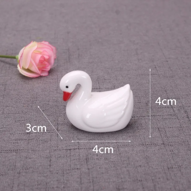 2pc Ceramic White Swans Miniature Animal Decoration Home Garden Mini Craft Ornaments Micro Decor DIY Gift |