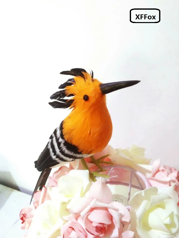 Милая имитация оранжевого Hoopoe модель птицы пена и меха Реалистичная кукла птичка