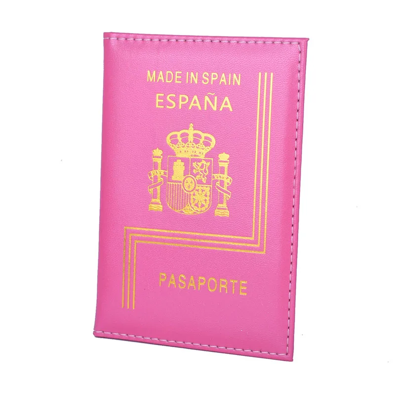 Rose Red Испанская Обложка для паспорта, защитный кошелек Espanol, визитная карточка, испанская Обложка для паспорта, Кожаная Обложка для паспорта, чехол для паспорта - Цвет: Rose Red