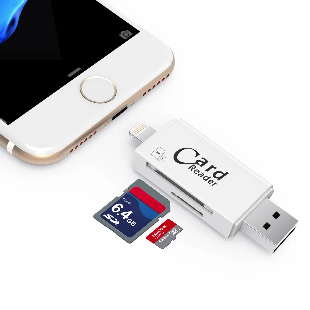 Kismo USB2.0 Memory Card Reader TF Micro SD Card OTG Lightning USB Card Reader For iPhone X 8 7 6 Plus 5S ipad Android Phones